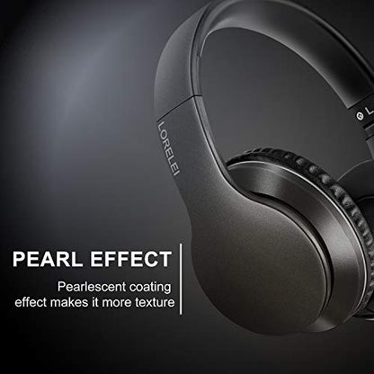 LORELEI X6 Over-Ear Wired Stereo Bass Headphones with Microphone, Lightweight, Foldable & Portable with 1.45M No-Tangle for Smartphone, Tablet, MP3/4, Space Black - color: Space Black