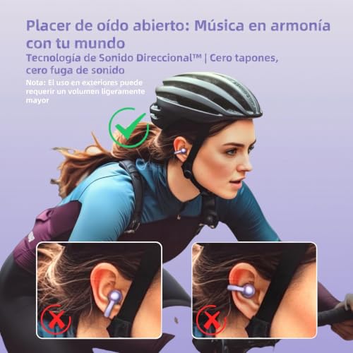 M100 Clip On Earbuds with Touchscreen Case , Open Ear Wireless Headphones for Glasses & Small Ears ,50H Total Battery, Bluetooth 6.0, IPX7 Waterproof,Ultra-Light 4g for Running & Workouts,purple - color: Purple