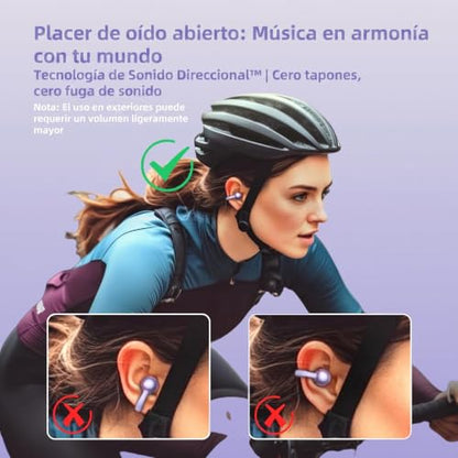 M100 Clip On Earbuds with Touchscreen Case , Open Ear Wireless Headphones for Glasses & Small Ears ,50H Total Battery, Bluetooth 6.0, IPX7 Waterproof,Ultra-Light 4g for Running & Workouts,purple - color: Purple
