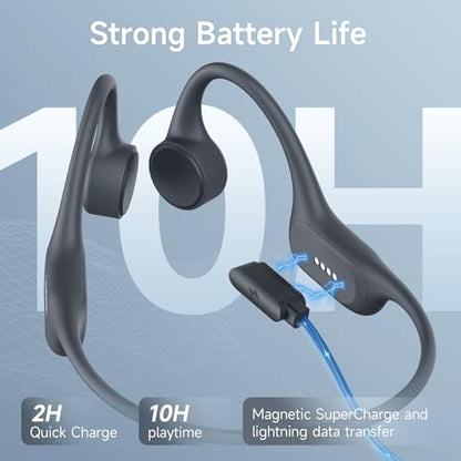LOBKIN Bone Conduction Swimming Headphones IP68 Waterproof MP3 32G Memory | Bluetooth 5.4, 10 Hours Playtime, Secure Fit, Underwater Open Ear Earbuds for Surfing, Running, Cycling