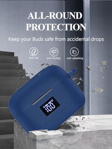 Case Cover for tozo T20 Wireless Earbuds Bluetooth Headphones,Protective Soft Silicone Skin Case Cover Shock-Absorbing Protective Case with Keychain,Lanyard and Cleaning Pen-Blue - color: BLUE