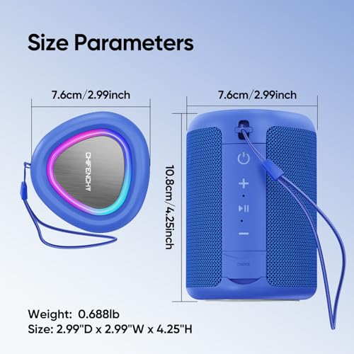 Portable Bluetooth Speaker Beach Essentials: Powerful Crystal Clear Sound/Dynamic Light/IPX5 Waterproof/All Day Playtime/Wireless BT 5.3/TWS Paring, Dad Gifts, Outdoor|Travel|Camping|Pool Accessories | Powerful HD Sound,Dynamic Light,All Day Playtime,Wire