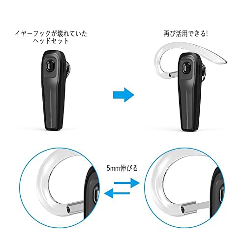 Ear Hooks 360° Rotatable Multi-Dimensional Adjustable Soft Silicone Universal Bluetooth Headset Clips Anti-Slip Sports Clamp Loop Replacement 5Pcs 6mm, Transparent