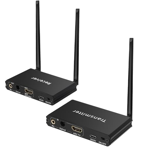 2.4GHz Wireless ARC Optical 3.5mm (RCA) Audio Transmitter Receiver | for TV Pojector,164Ft 18ms Latency,Built-in Bluetooth 5.3 Receiver (Only Audio)