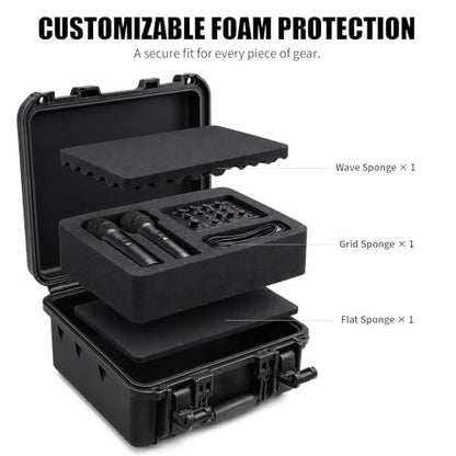 Waterproof Hard Case with Foam 16.5 x 13 x 6.9 Inch, IP67 Hard Storage Case with Customizable Foam Insert, Protective Storage Case for Microphone, Camera, Electronics, Drone, Tools & Equipment - size: 16 inch Pluck Foam