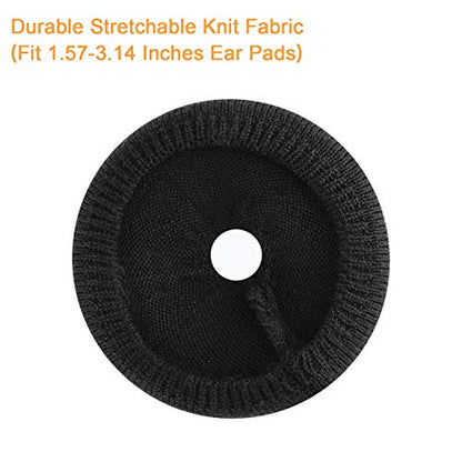 Earpads Sweater Cover Protectors with Knit Fabric for Beats Solo 3/2, Solo HD/Mixr/EP Headphones and Other Headsets with 1.57-3.14 Inch Ear Cushions [ 2 Pairs ] (Black)