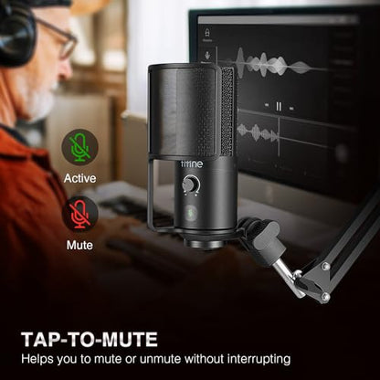 FIFINE Recording Mic Arm Kit and Streaming Headphones Bundle, Condenser Microphone Boom Arm with Mute Button, Gain Knob, Over Ear Wired Headphones with Detachable Cables for Podcast(T669PRO1+H8)