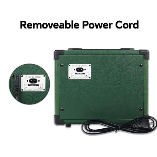 Fojill 20W Watt Electric Guitar Amplifier Amp Practice Small Portable Travel Mini Amp with 3.5 Headphone Jack Aux Distortion Gain Treble Bass Volume (Geen, 20W) - color: Green