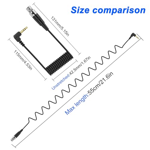 XMSJSIY Mini XLR to 3.5mm Stereo Audio Cable 90 Degree Right Angle 1/8" | TRS to Mini XLR 4 Pin Female Headphone Spring Audio Coiled Cord for MP3 Players, Phones, Laptops - 0.5m /1.65 ft - style: Mini XLR 4 PIN