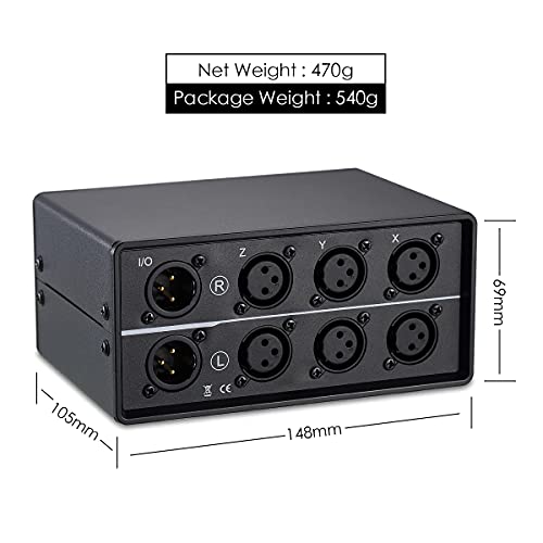 DoukAudio XLR Audio Switcher 3-In-1-Out: Balanced Passive Selector Stereo Converter for Multi Source Comparison Gold Plated Shielded Aluminum Studio HiFi Audiophile