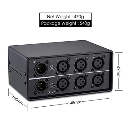 DoukAudio XLR Audio Switcher 3-In-1-Out: Balanced Passive Selector Stereo Converter for Multi Source Comparison Gold Plated Shielded Aluminum Studio HiFi Audiophile