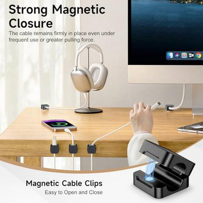 10 Pack Magnetic Cable Clips, Cord Organizer with Strong Adhesive