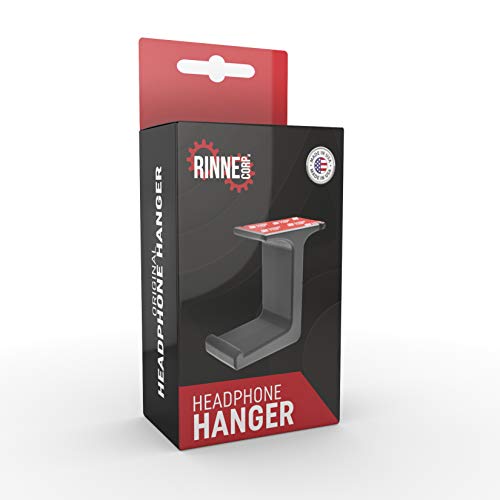 RinneTraps Headphone Hanger -Under The Desk Headphone Stand/Mount - 3M Tape - Sturdy Rubber Feel - Great for School/Business Zoom Meetings