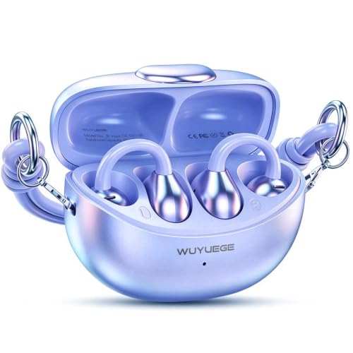 Clip-On Open Ear Earbuds for Women with Matching Bracelet, Bluetooth 6.0 Wireless Earbuds, Hi-Fi Stereo Sound, Lightweight Headphones for Small Ears, 40H Playtime, USB-C, Rose Gold,Purple - color: Purple
