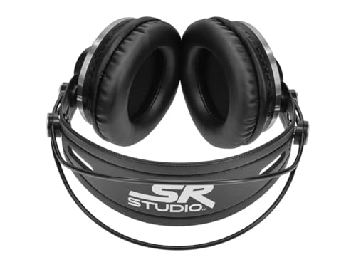 Monoprice Over Ear Closed‑Back Pro Audio Monitoring Headphones - 50mm Drivers, With Mini 3 Pin Connector, 3 Meter (9.84 Feet) Cable, Black - SR Studio Series