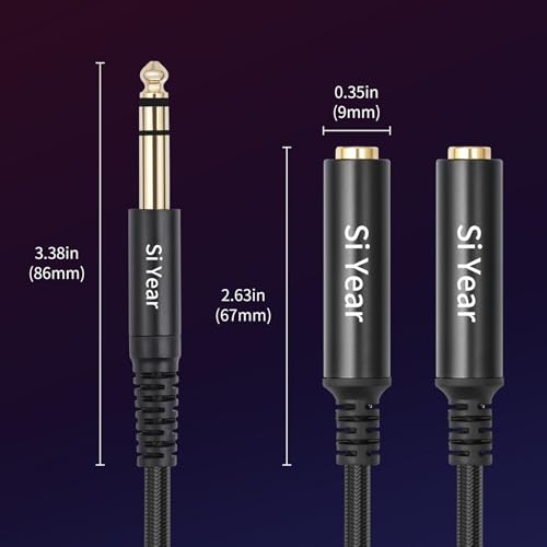 1/4" Splitter Cable, 6.35mm TRS to Dual 1/4 inch Female Stereo Y Headphone Splitter Cable for Studio,DJ,Amplifier,Karaoke, Live Sound Systems etc(30cm /2PACK) - size: 6.35M-2x6.35F(2pack)