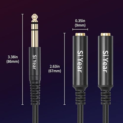 1/4" Splitter Cable, 6.35mm TRS to Dual 1/4 inch Female Stereo Y Headphone Splitter Cable for Studio,DJ,Amplifier,Karaoke, Live Sound Systems etc(30cm /2PACK) - size: 6.35M-2x6.35F(2pack)