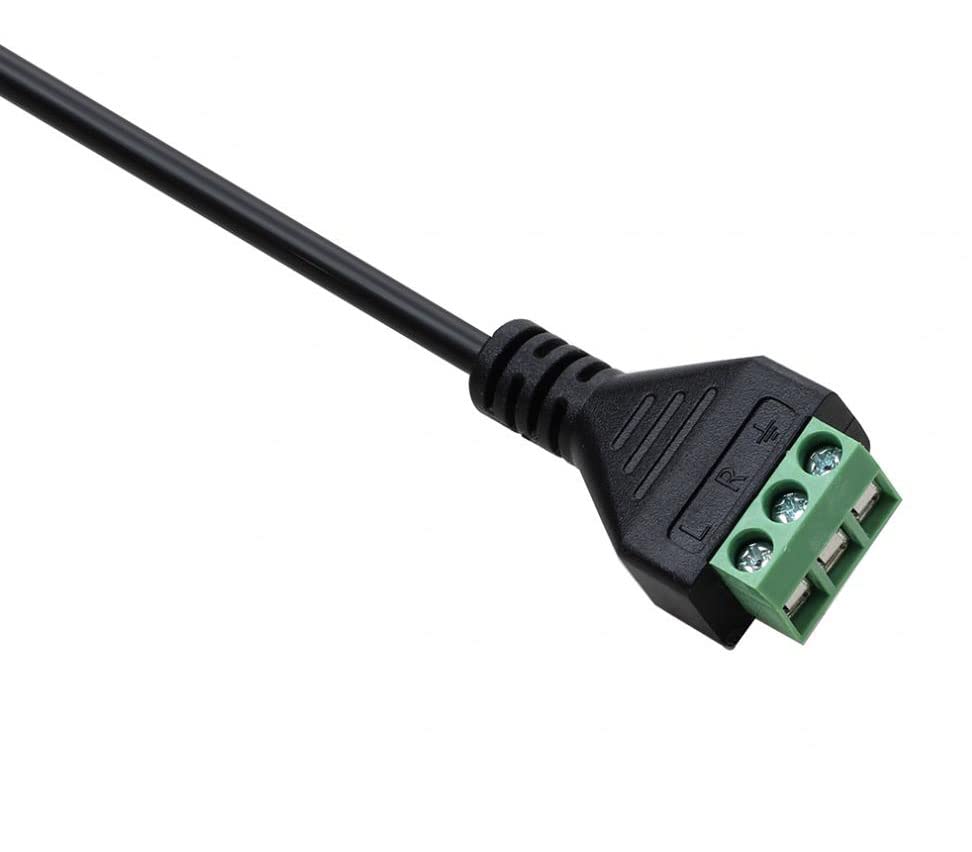 Gold Plated 3.5mm (1/8") 3 Pole Stereo TRS Audio Balanced Female Jack to AV 3 Pin Screw Video Balun Terminal Adapter Connector Cable 30cm/1FT (3.5mm F/3pin) - color: 3.5mm F/3pin