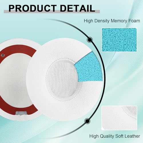 Replacement Ear Pads for Beats Solo 2 & Solo 3 Wireless On-Ear Headphones, Ear Cushions, Headset Earpads, Ear Cups Cover with Soft Protein Leather (White) - color: White