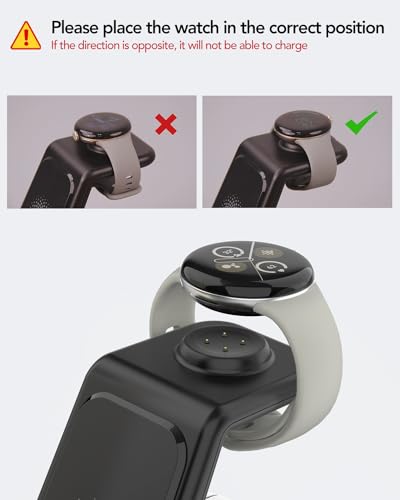 Upgraded 3 in 1 Wireless Charger for Google Pixel Watch 3/2, for Pixel 10 9/Pro/Pro XL/Fold,Buds Pro 2/Pro,Fitbit Versa 4/3,Wireless Charging Station for Multiple Devices (Not for Google Watch 4/1)