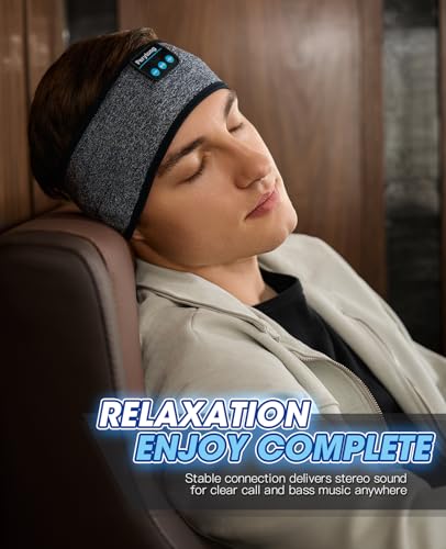 Perytong Sleep Headphones Wireless, Bluetooth Sports Headband Headphones with Ultra-Thin HD Stereo Speakers Perfect for Sleeping,Workout,Jogging,Yoga,Insomnia, Air Travel(Carbon Grayblack) - color: Carbon Grayblack
