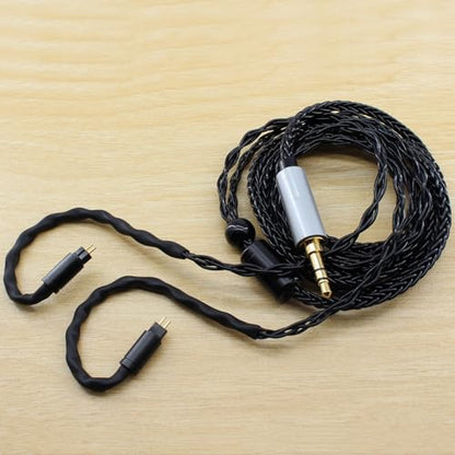 Youkamoo 0.78mm 2 Pin IEM Cable 3.5mm Silver Plated Copper Earphone Upgrade Cord Compatible with KZ BL03 TRN V90 V80 ZS10 AS10 ZST 2m 6.5ft (Black) - color: Black