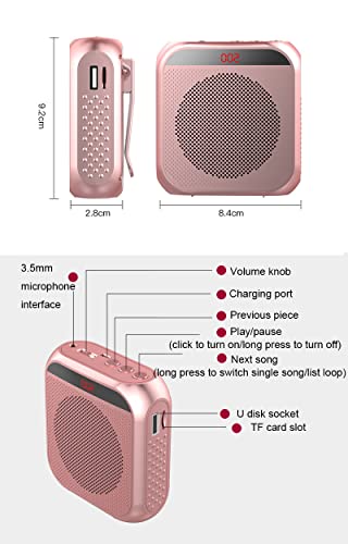 Portable Amplifier, Rechargeable Teacher Microphone, MiNi Amplifier System, Classroom Microphone, Tour Guide, Yoga Outdoor