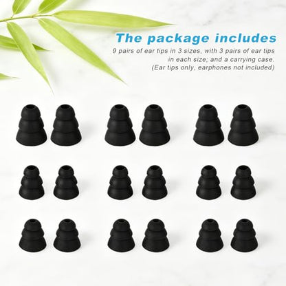 9 Pairs Replacement Triple Flange Ear Tips, Silicone Earbud Tips Covers