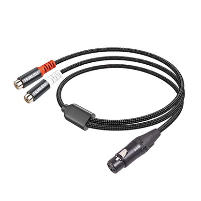 1FT XLR to RCA Y Splitter, Dual RCA to XLR Audio Interconnect Cable for Speaker & Mic - color: XLR Female to Dual RCA