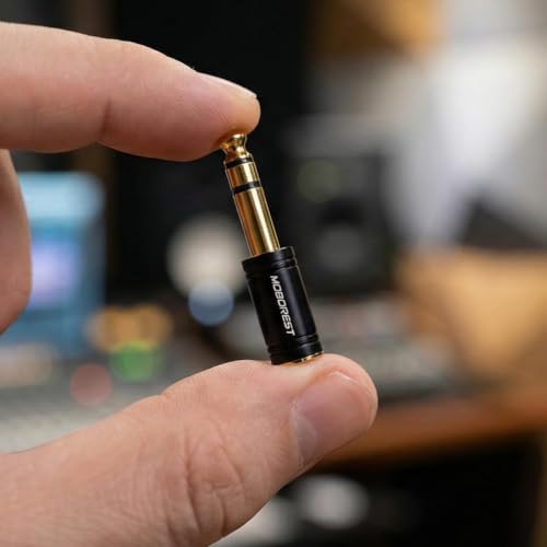 MOBOREST 1/4" Male to 3.5mm (1/8 in) F Headphones Audio Adapter, Black -2P | 6.35mm Male to 3.5mm Female adapter Pure Copper connectors for lossless TRS sound, guitar amp, piano, keyboard, mixer, studio - color: 2BLACK