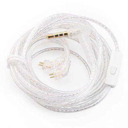 KBEAR High Purity Oxygen-Free Silver Plated 2pin IEM Cable,HiFi Wired Earbuds Detachable Upgrade Cable for KZ ZST ZSR ED12 ES3 ES4 ZS10 BA10 AS06 AS10 ZSTX EDX CCA C10 Earphones (with Mic, B Pin) - color: White, size: 2PIN 3.5MM, with Mic, style: 1.2M Lon