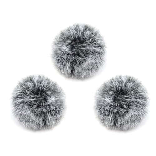 LEFXMOPHY Grey Windscreen Replacement for BOYA Mini Wireless Lavalier Microphone Pop Filter, Furry Wind Muff Deadcat Cover 3-pack