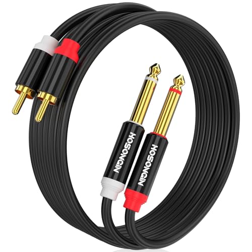 HOSONGIN RCA to 1/4" Cable 25 Feet, Dual 1/4 inch TS to Dual RCA Gold Plated Heavy Duty Stereo Audio Interconnect Cable for Amplifiers, Speakers, AV Receivers | Oxygen-Free Copper, Tangle-Free Design - size: 25 Feet