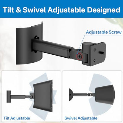 notiela Wall Braket for Logitech Z906 Speaker Wall Mount with Tilt and Swivel Adjustable Ceiling Mount for Logetich Z906 Speaker Mounts, Pair - size: Two Packs