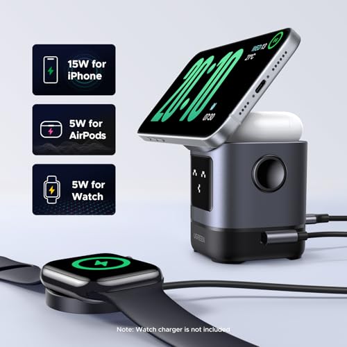 UGREEN Uno Qi2 15W 2-in-1 Foldable Wireless Charger Stand | Qi2 Certified, Adjustable Viewing, Wireless Charger for iPhone 17/16/15/14/13/12 series and AirPods 2/3/Pro, No Adapter