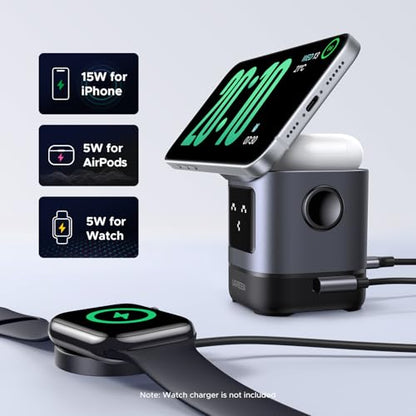 UGREEN Uno Qi2 15W 2-in-1 Foldable Wireless Charger Stand | Qi2 Certified, Adjustable Viewing, Wireless Charger for iPhone 17/16/15/14/13/12 series and AirPods 2/3/Pro, No Adapter