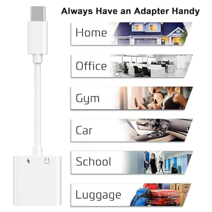 iPhone Headphone Adapter,[Apple MFi Certified] 2 Pack USB C to 3.5mm Headphone and Charger Adapter Type C to Aux Jack Dongle Cable with Fast Charging for iPhone 17/16/15/Pro Max/Plus Galaxy iPad