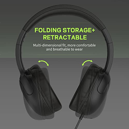 LORELEI E5 Wired Headphones for Kids Foldable & 3.5mm Jack Tangle Free Nylon Wire Stereo On Ear Headsets for Kids/Children/School/Tablet/Ipad/Kiddle/Plane (Space Black) - color: Black