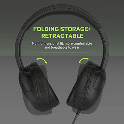 LORELEI E5 Wired Headphones for Kids Foldable & 3.5mm Jack Tangle Free Nylon Wire Stereo On Ear Headsets for Kids/Children/School/Tablet/Ipad/Kiddle/Plane (Space Black) - color: Black
