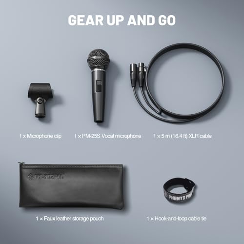 Phenyx Pro Cardioid Dynamic Wired XLR Microphone with On/Off Switch PM-25S