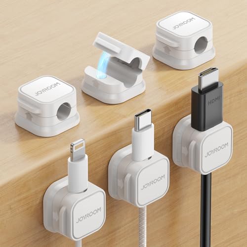 JOYROOM 6 Pack Magnetic Cable Clips, Cord Organizer Adhesive Wire Holder | Home Nightstand Office Desk Accessories, Car Wall Organization, Phone Charger Cord Holder Management, Cable Smooth Adjustable - color: 6-Pack
