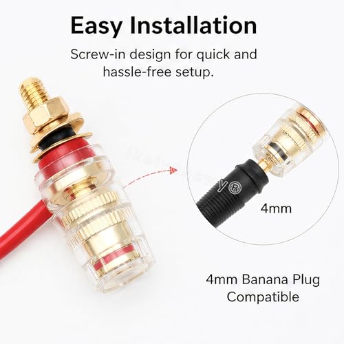 Speaker Binding Post Copper Plug Sockets 4Mm Binding Post Amplifier Speaker Terminal Connector (lkelyonewy®)