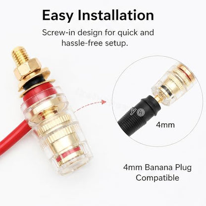 Speaker Binding Post Copper Plug Sockets 4Mm Binding Post Amplifier Speaker Terminal Connector (lkelyonewy®)