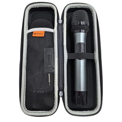 Wireless Microphone Case for 1, Hard Carrying Travel Cases for SMM 107 Handheld Dynamic Microphone Mic Bag with EVA Hard Shell Exterior Compatible with 11.2" x2" Wireless Mic-Case Only