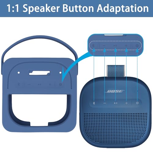 for Bose New SoundLink Micro 2nd Gen Portable Speaker Silicone Case, Blue | 1:1 Molded Fit, Shock Absorption, Metal Carabiner, Flexible Carry Handle, Anti-Slip Texture, Elastic Recovery - color: Blue Case