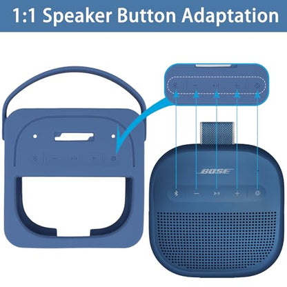 for Bose New SoundLink Micro 2nd Gen Portable Speaker Silicone Case, Blue | 1:1 Molded Fit, Shock Absorption, Metal Carabiner, Flexible Carry Handle, Anti-Slip Texture, Elastic Recovery - color: Blue Case