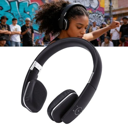 Fockety Headphone, Foldable Wireless Headphones Over Ear, Adjustable Comfortable Lightweight Headset for Home Office Travel Workout Cellphone PC, Dual Device Connection (Black) - color: Black