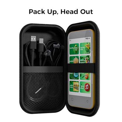 Carrying Case for Globluum MP3 Player (SU3/SU5/SU7/SU9), Hard EVA Protective Travel Storage Case with Zipper, Fits Player, Earbuds, Charging Cable & Protective Case, Black