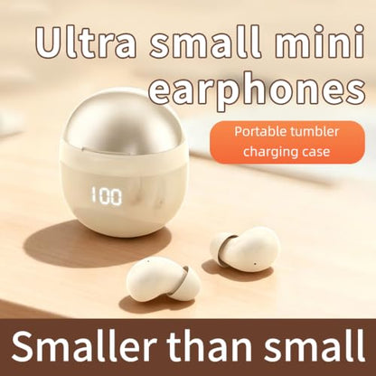 Invisible Mini Earbuds Wireless Bluetooth, Ultra-Comfort & Lightweight Wireless Mini Sleep Headphones, Unique Tumbler Portable Charging Case, Soft In-Ear Ear Plugs for Sleeping Small Ears Gym(Golden) - color: Golden