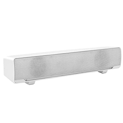 EVGATSAUTO 3.5mm Audio Soundbar with Bass Technology LED Light Volume Knob, USB Wired Stereo Speakers for PC Laptop Smartphone Tablet MP3 MP4 (White) - color: White